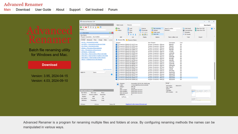 Advanced Renamer preview