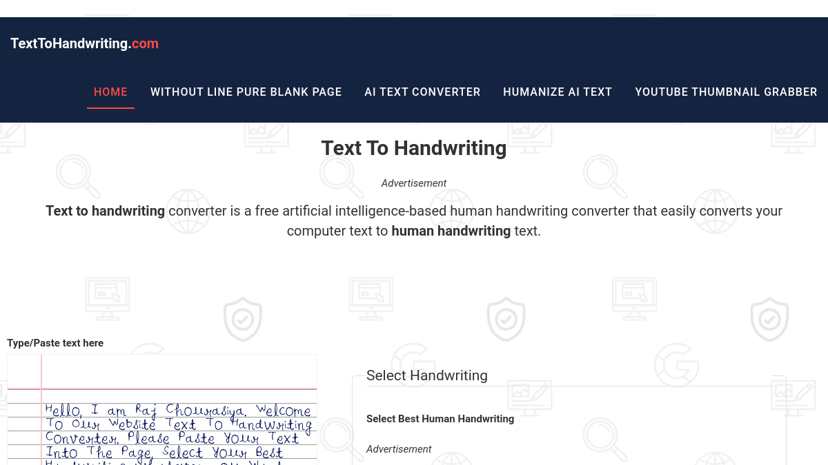 Text to Handwriting Converter preview