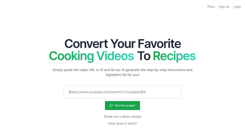 Video2Recipe preview