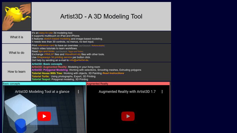 Artist3D preview