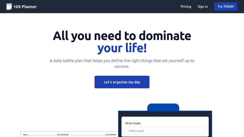 10X Planner App preview
