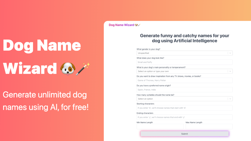 Dog Name Wizard preview
