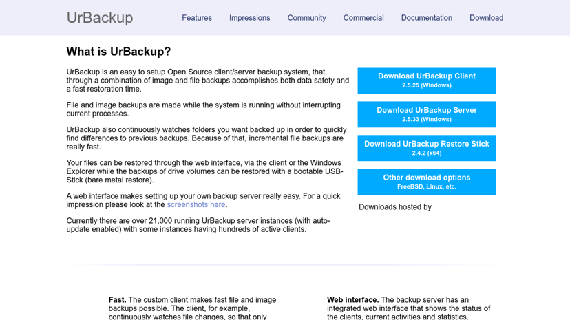 UrBackup preview