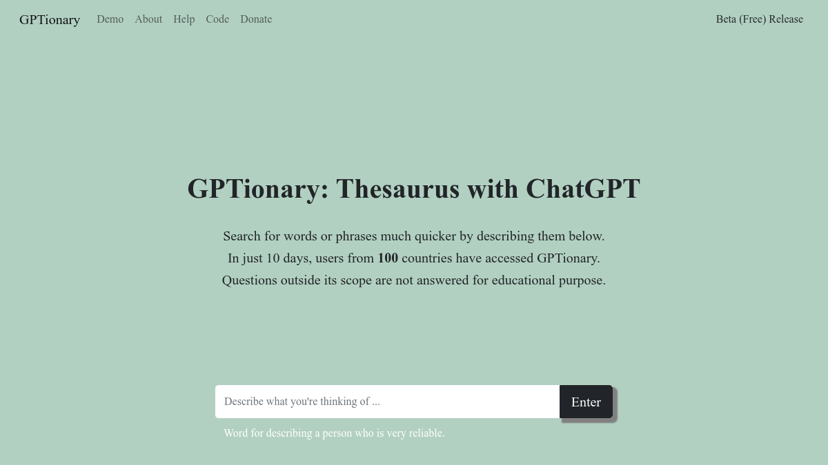 GPTionary preview