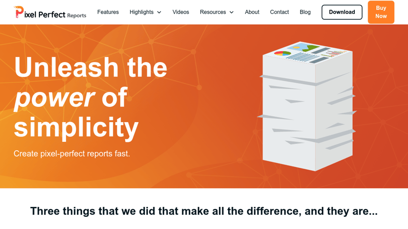 Pixel Perfect Reports preview