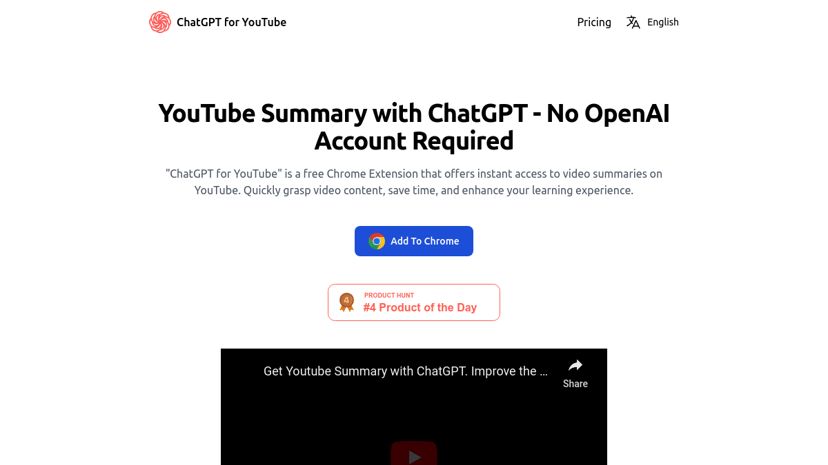 ChatGPT for YouTube preview