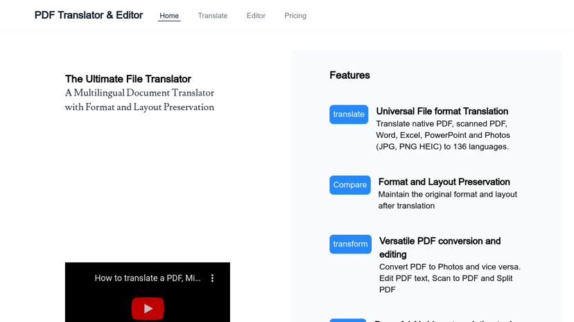 PDF Translator and Editor preview